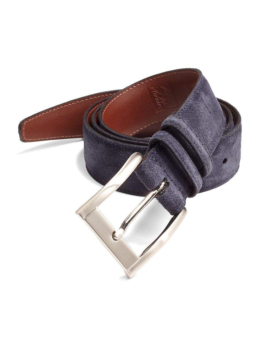 Men's COLLECTION Suede Belt - Navy - Size 42
