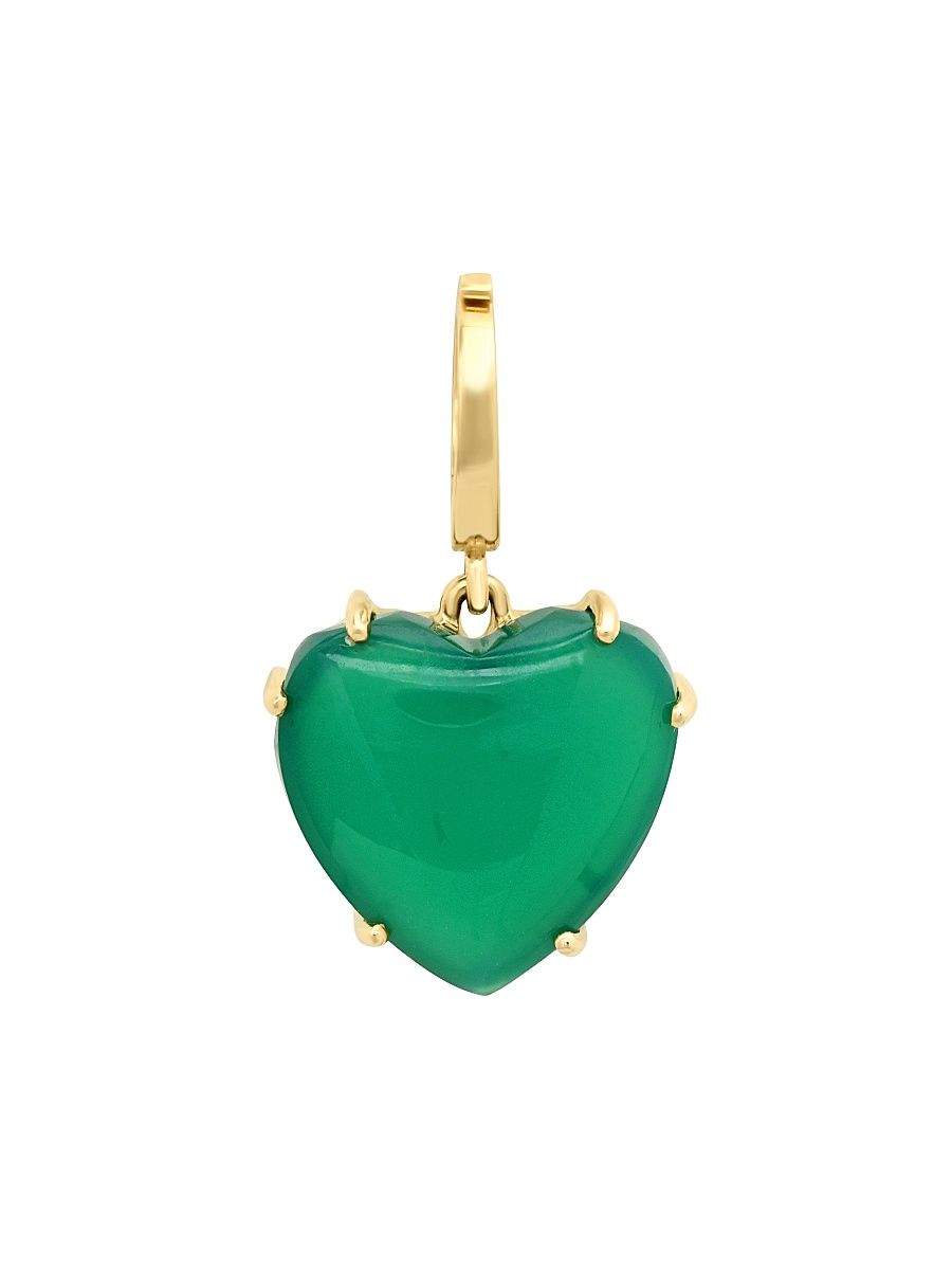 Women's 14K Yellow Gold & Green Quartz Heart Charm - Green Quartz