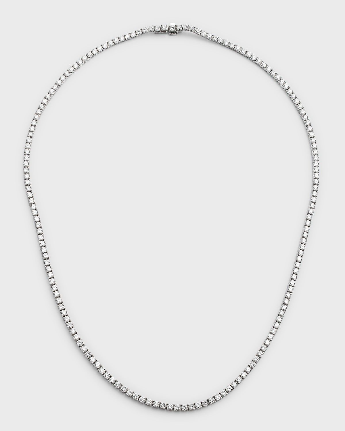 18K White Gold Round Diamond Tennis Necklace