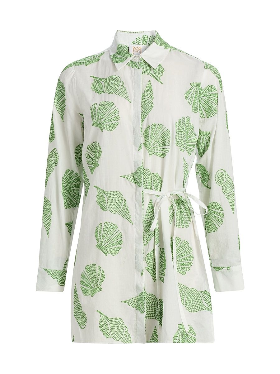 Women's Cleo Embroidered Cotton Cover-Up Minidress - Size Large