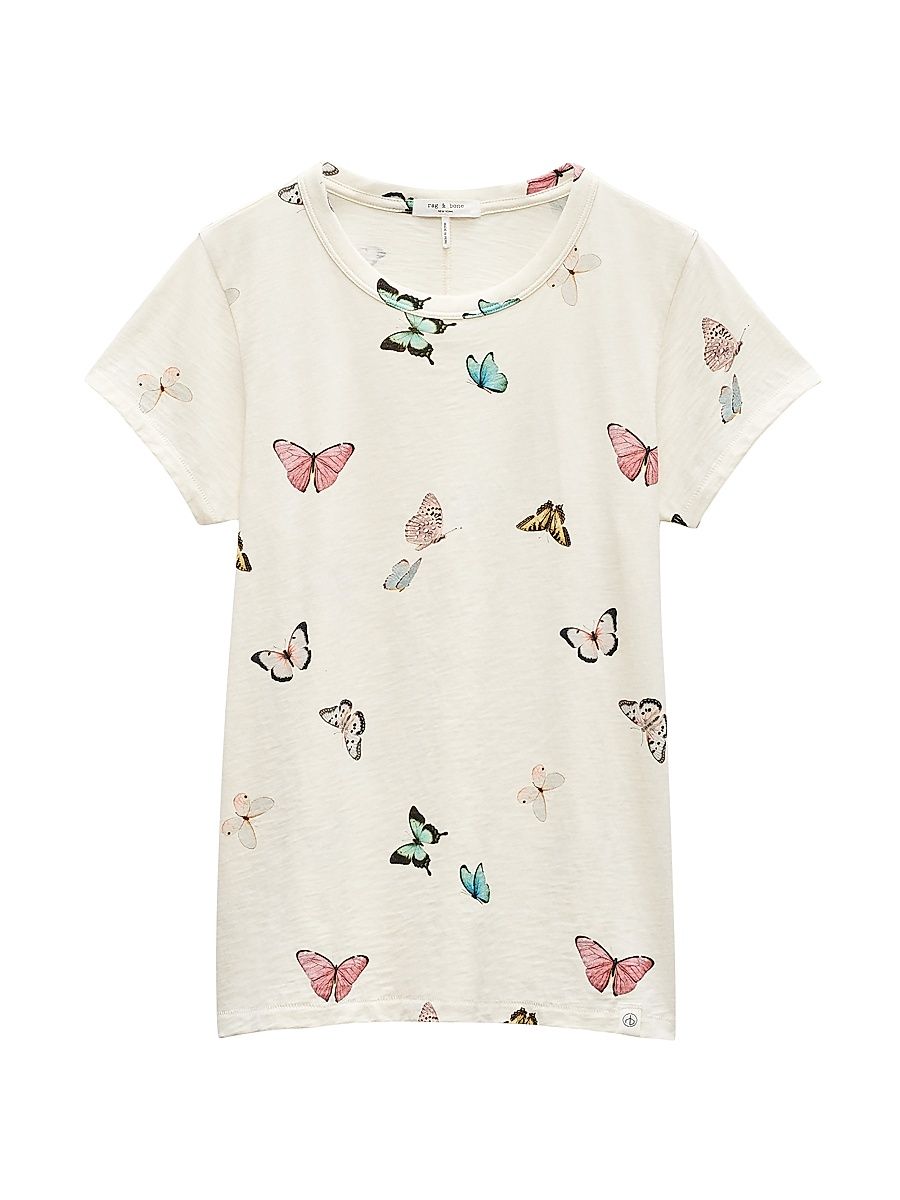 Women's All Over Ozzy Butterfly T-Shirt - Ivory Multi - Size Large