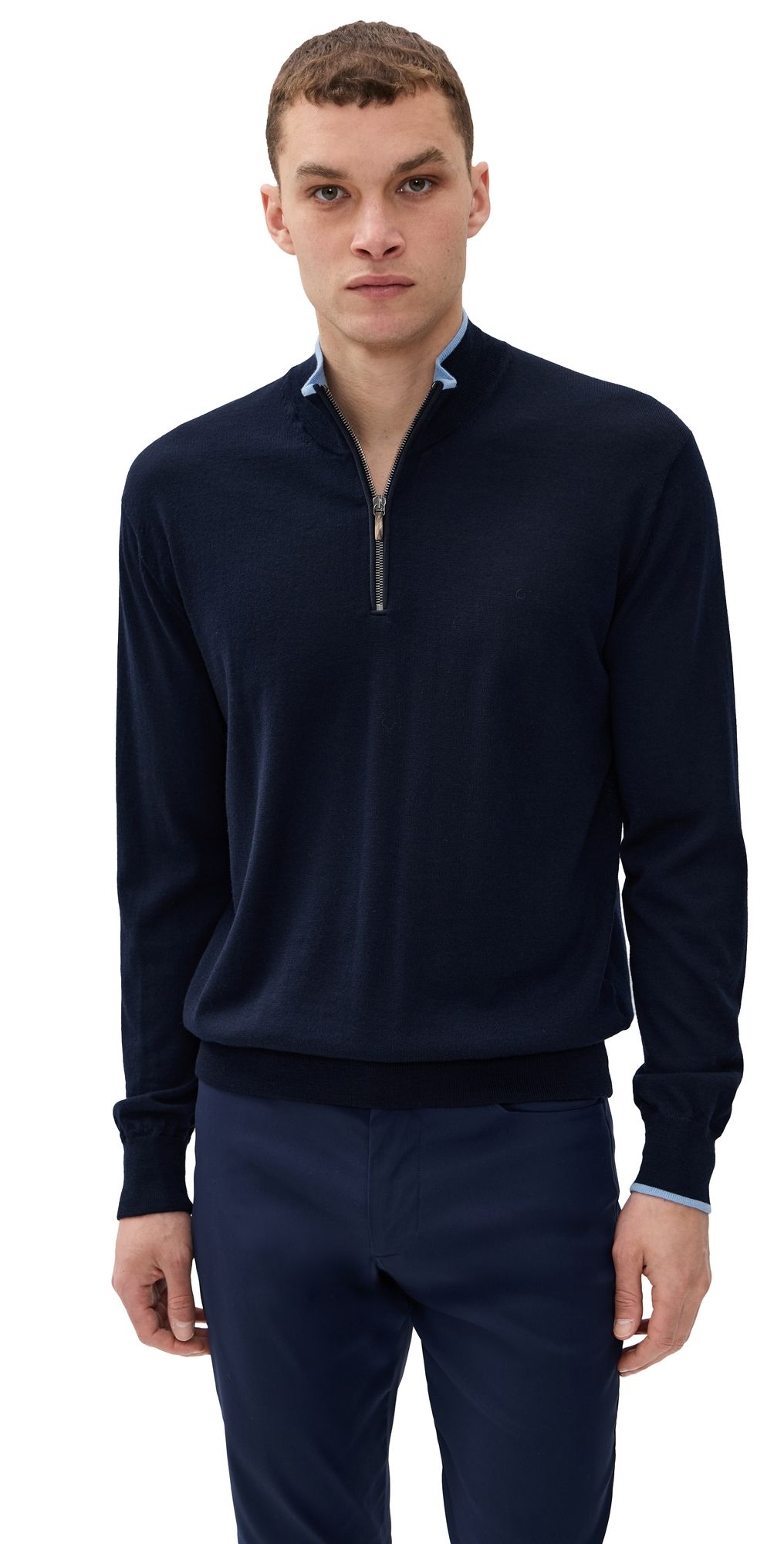 Greyson Saratoga Merino Quarter Zip Sweater MALTESE BLUE M