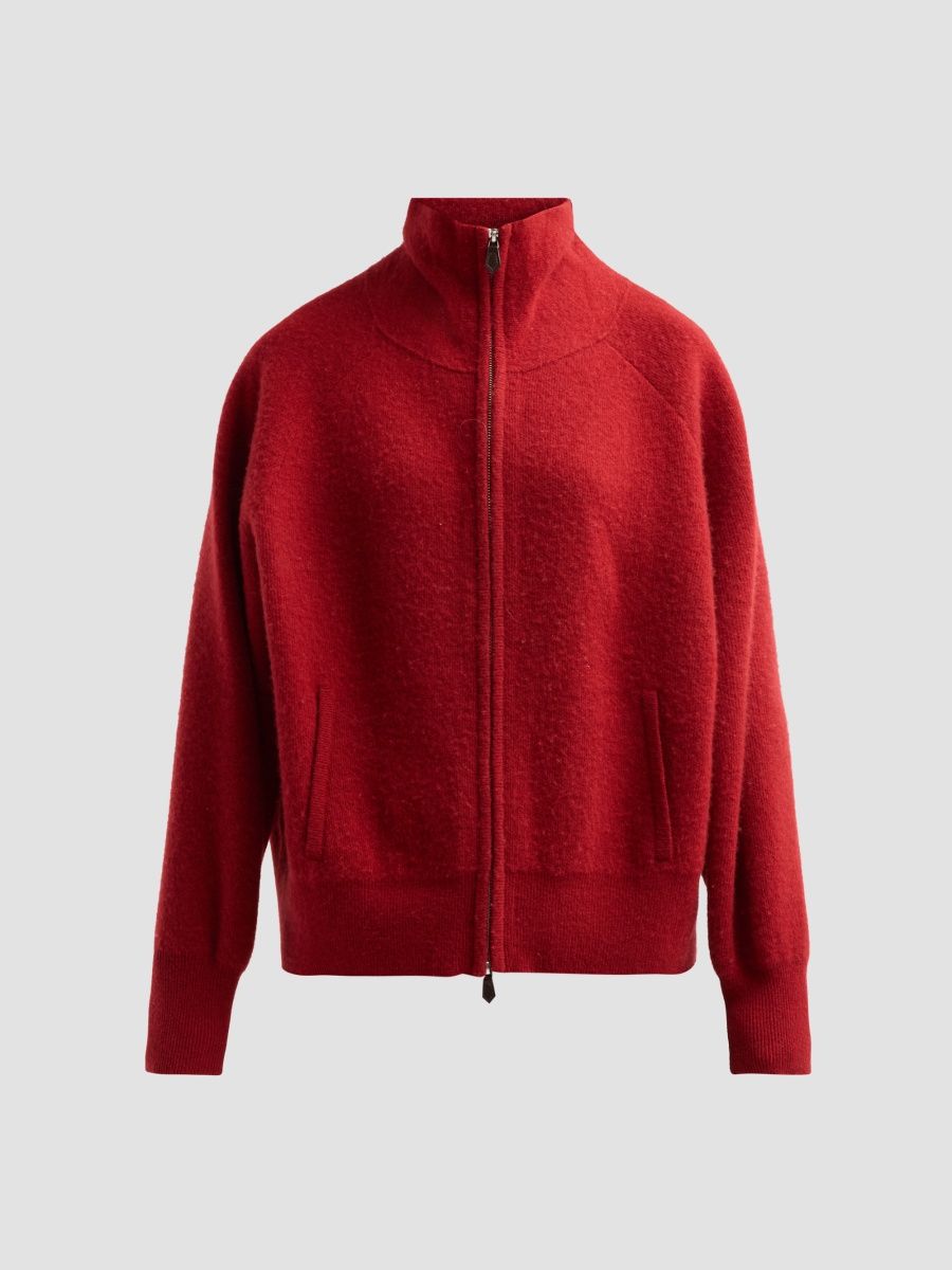 Guest in Residence Women's Felted Wool-Cashmere Zip-Front Jacket - Carmine - Size XS