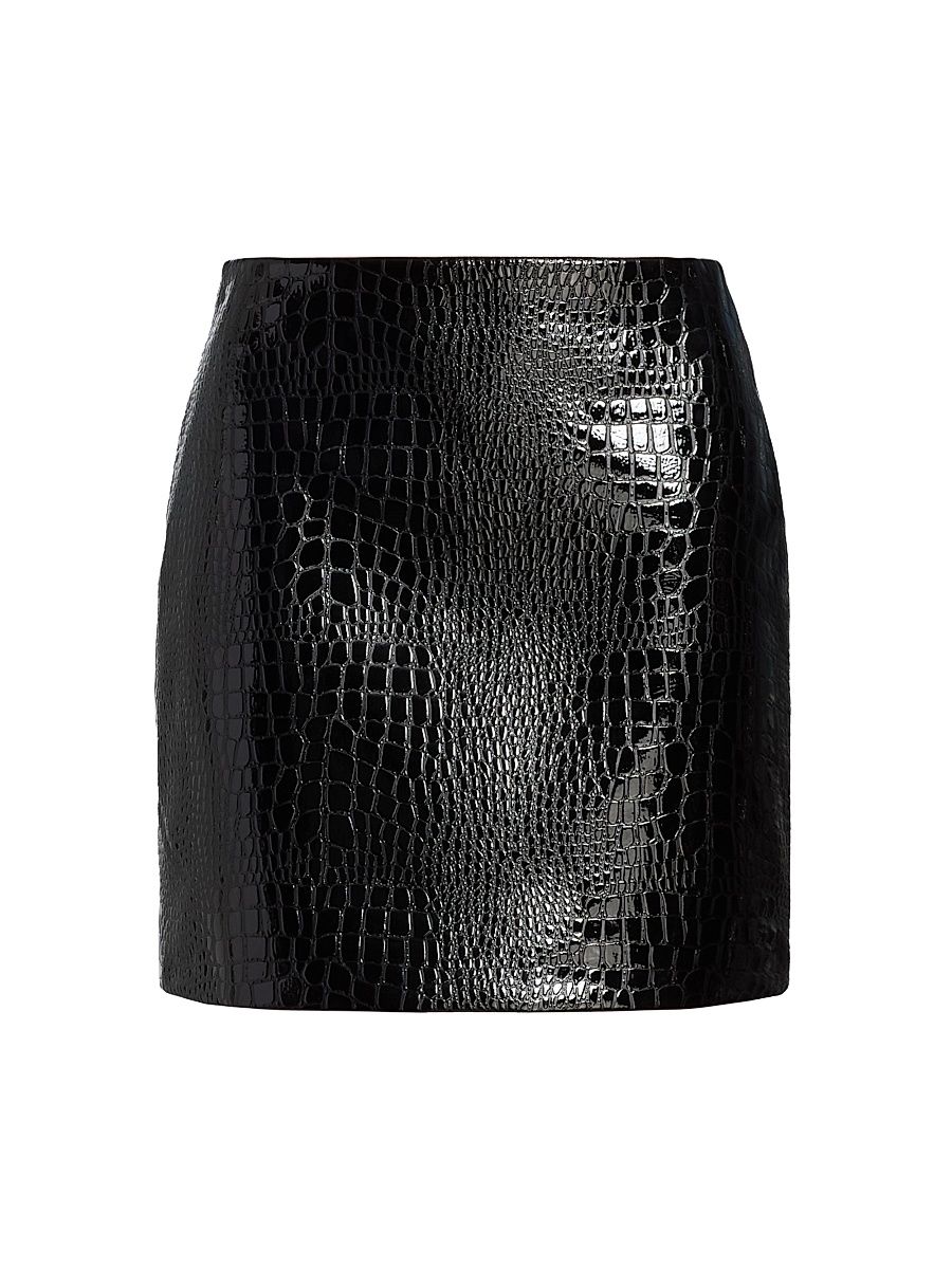Women's Gerard Croc-Embossed Faux Leather Miniskirt - Black - Size 14