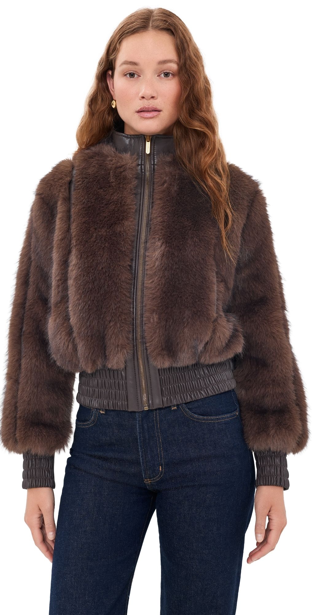 Zimmermann Valiant Faux Fur Bomber Jacket Brown 0