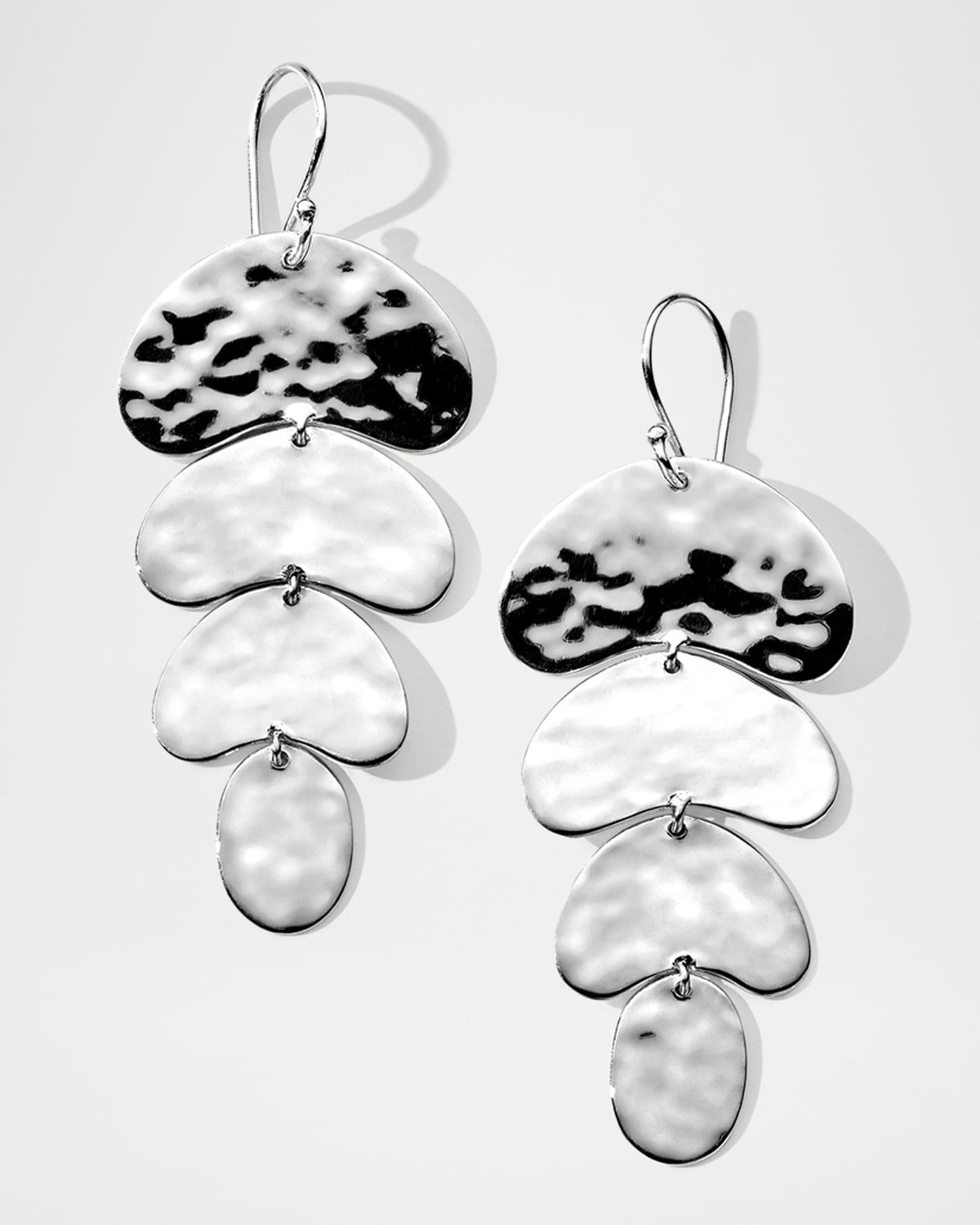 925 Classico Crinkle Organic Shape 4-Tier Earrings