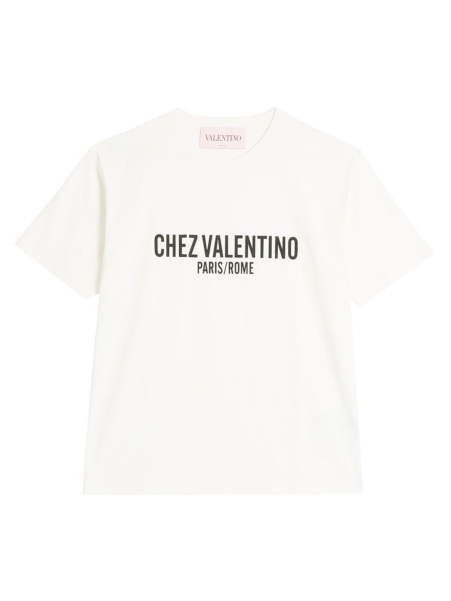 Men's Cotton T-Shirt with Chez Print - Ivory - Size XS