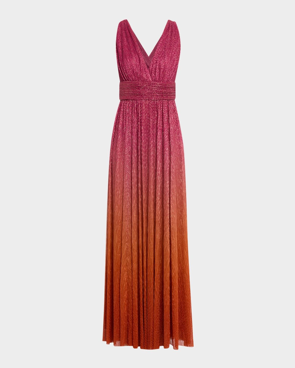 Ray Sleeveless Shimmer Ombre Gown