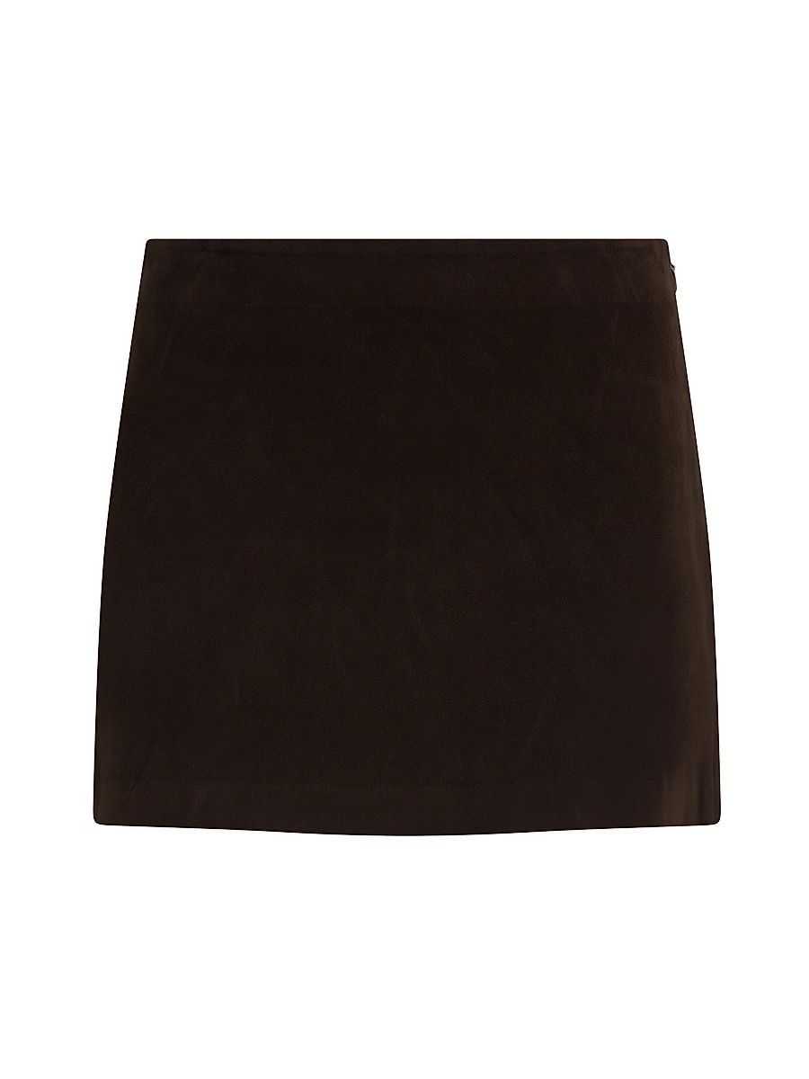 Women's Vegan Suede Miniskirt - Dark Chocolate - Size 12