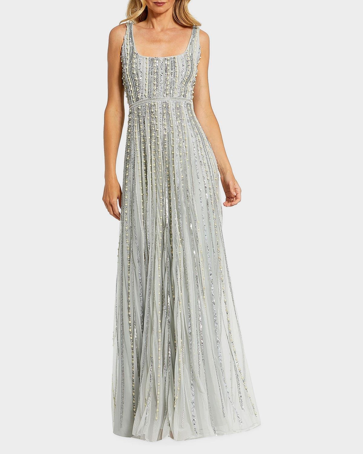 Evening Sleeveless Beaded Gown