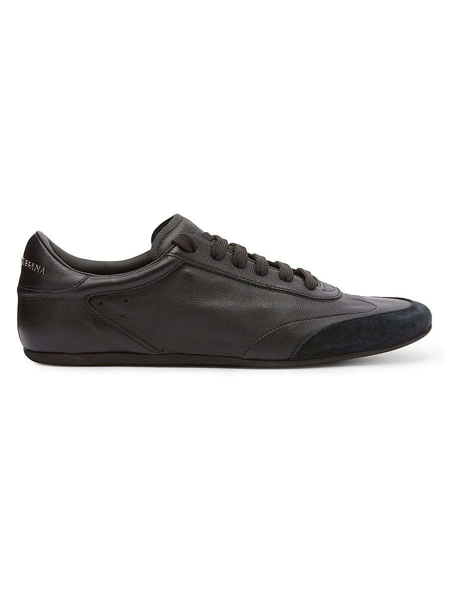 Men's Leather Low-Top Sneakers - Nero - Size 13