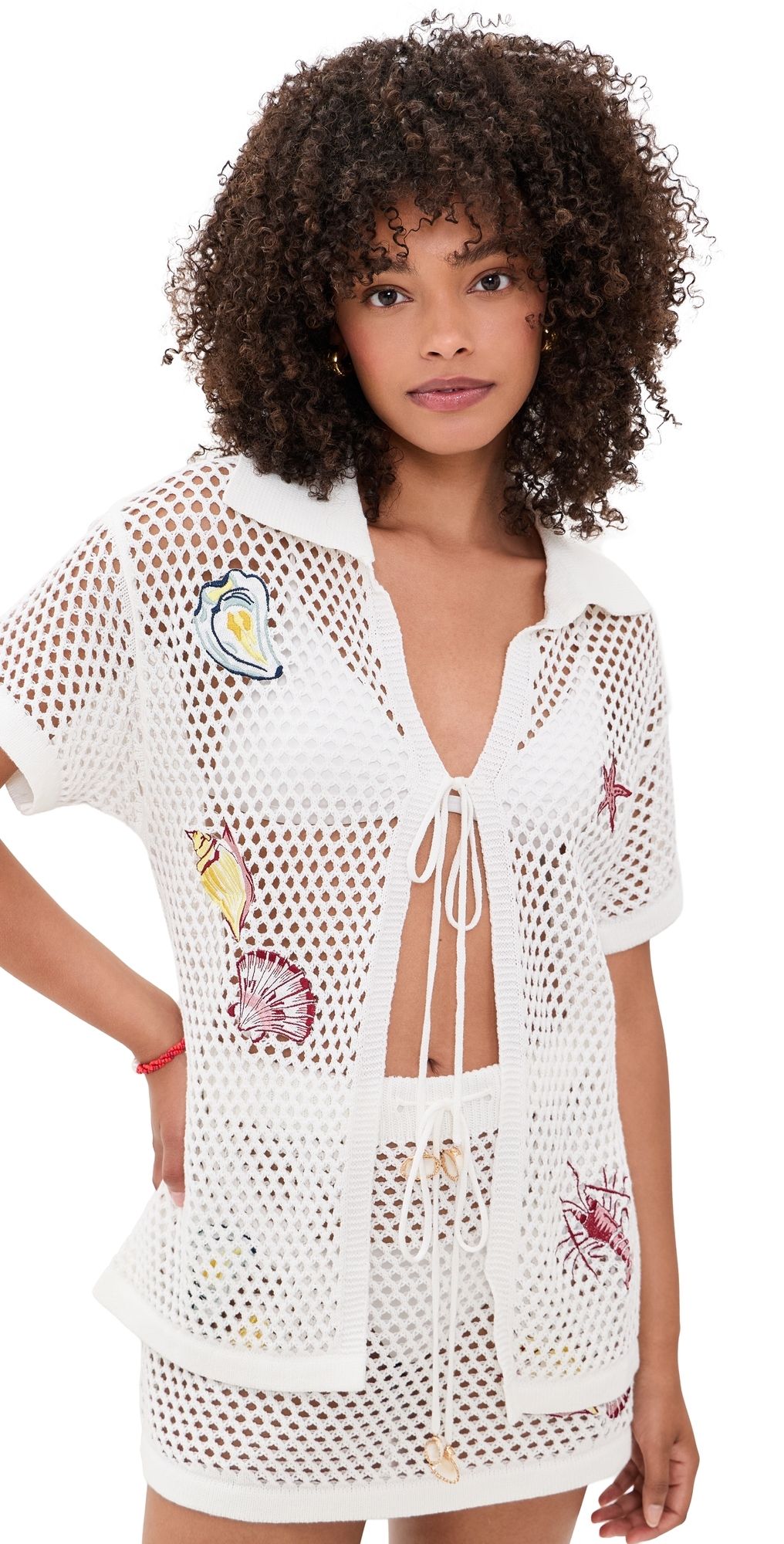 MINKPINK Soleia Crochet Top White/Multi S