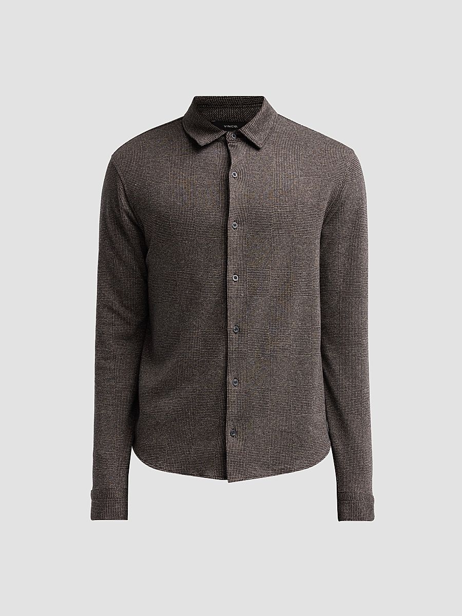 Men's Glend Plaid Cotton-Blend Shirt - Oatmeal Black - Size XXL