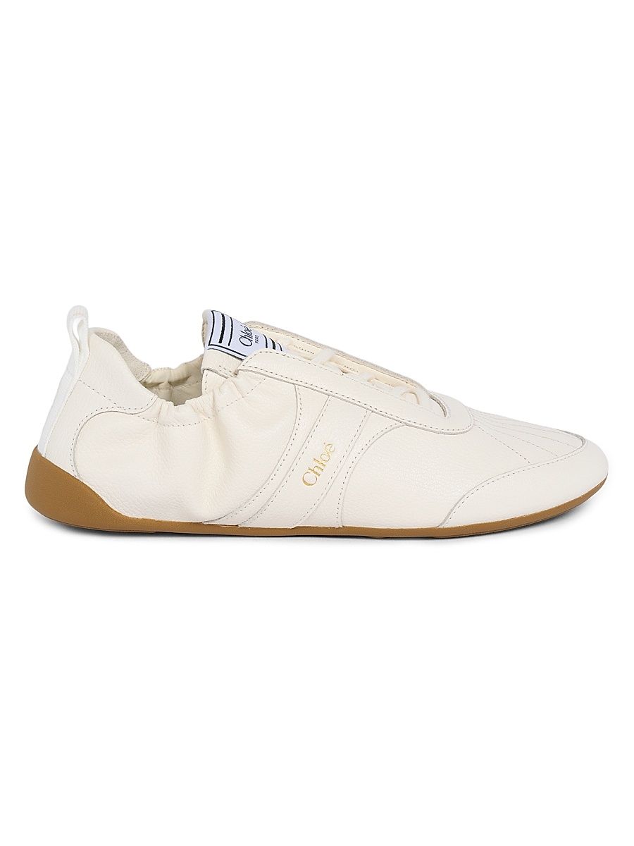 Women's Kick Leather Low-Top Sneakers - Eggshell - Size 12