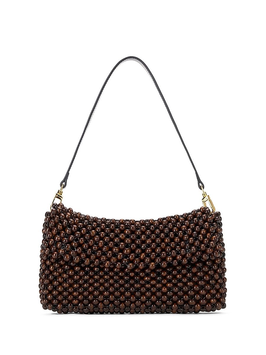 Women's Timmy Beaded Wood Shoulder Bag - Dark Brown