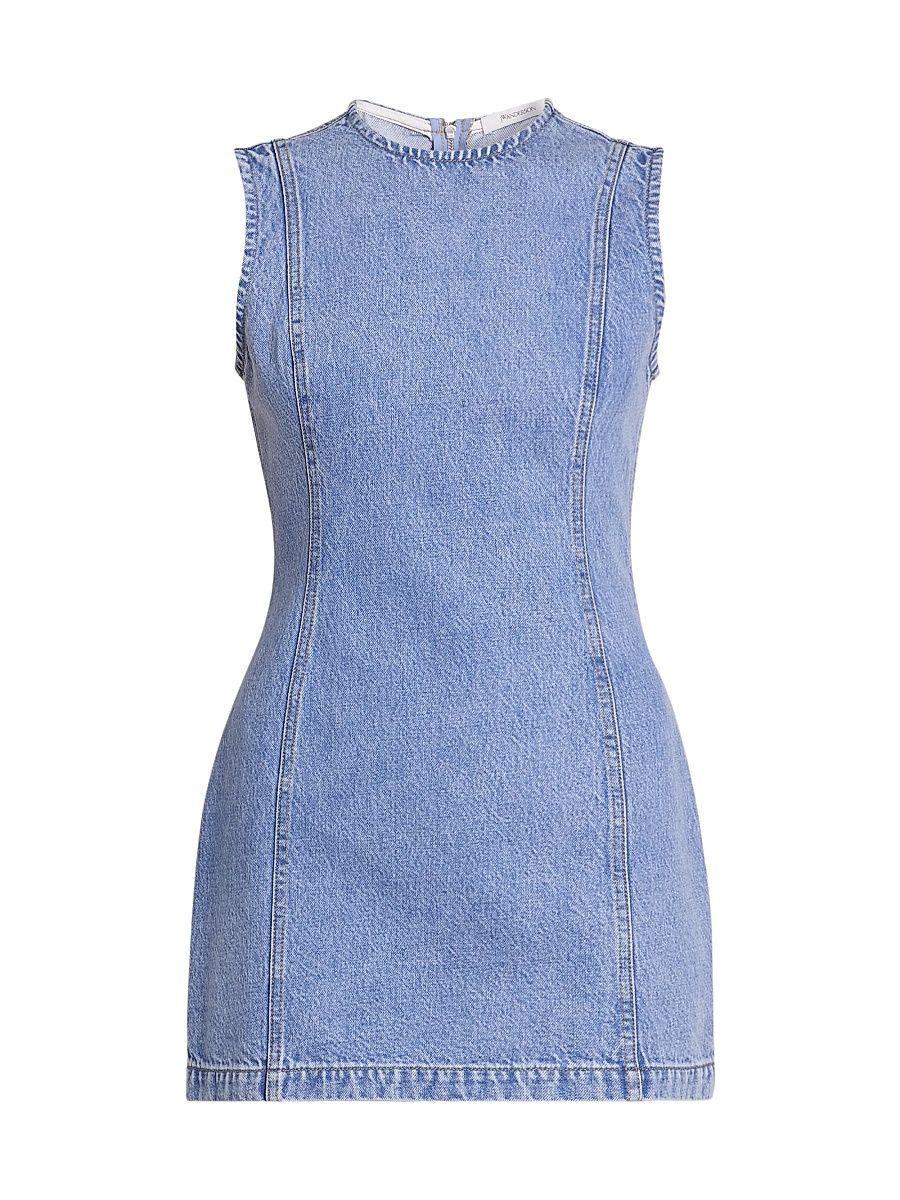 Women's Sleeveless Denim Shift Minidress - Light Blue - Size 8