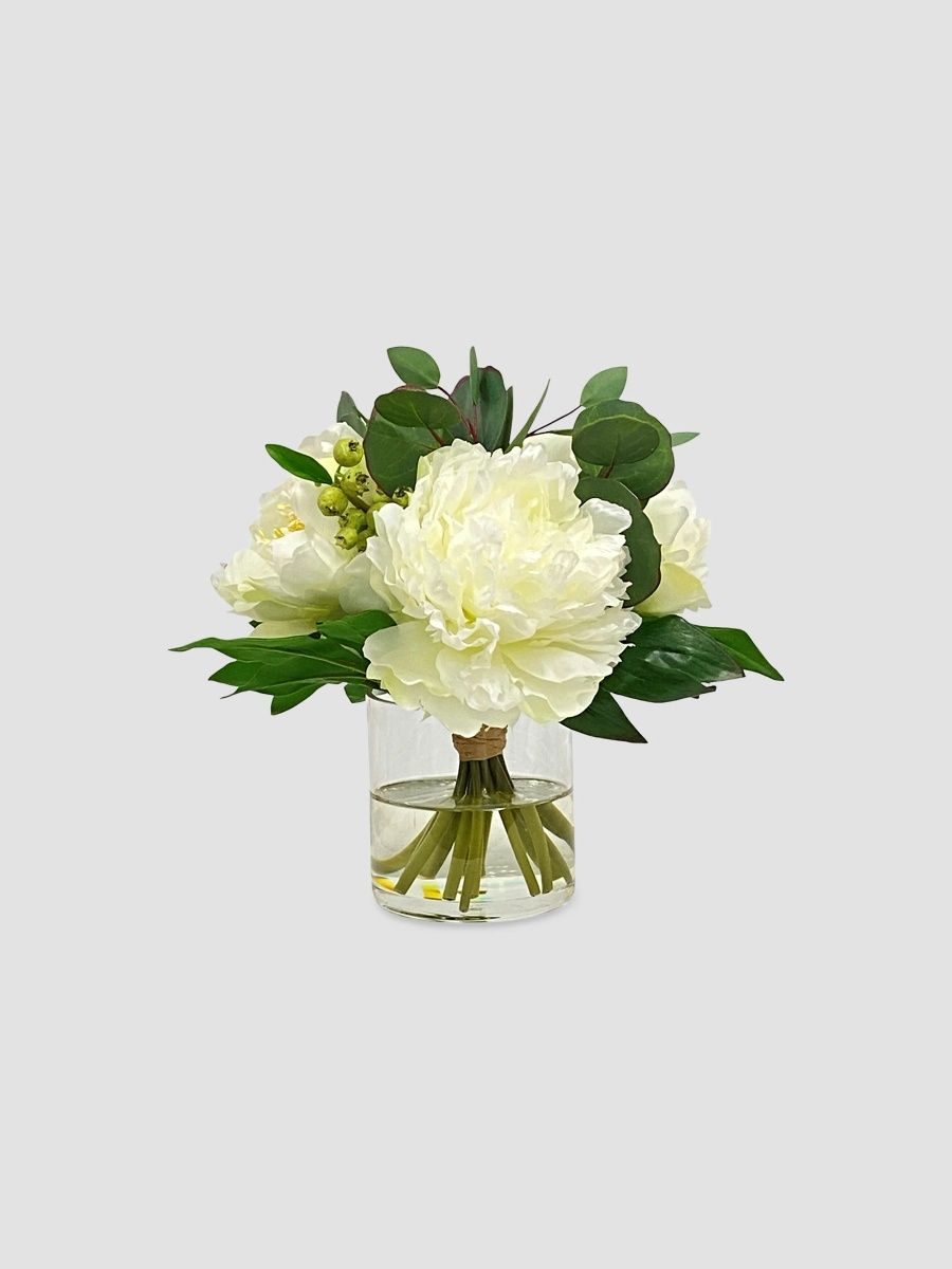 Winward Home Newness Artificial Peony & Eucalyptus Floral Arrangement - White Green