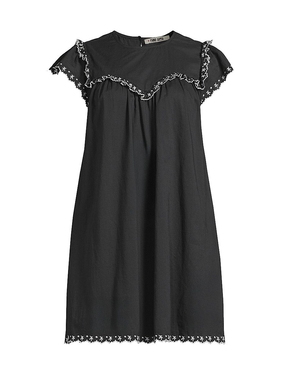 Women's Mari Cotton Voile Babydoll Minidress - Black - Size XXL