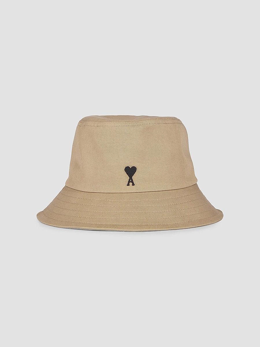 AMI Paris Men's Quota Ami de Coeur Cotton Bucket Hat - Beige Taupe - Size XL