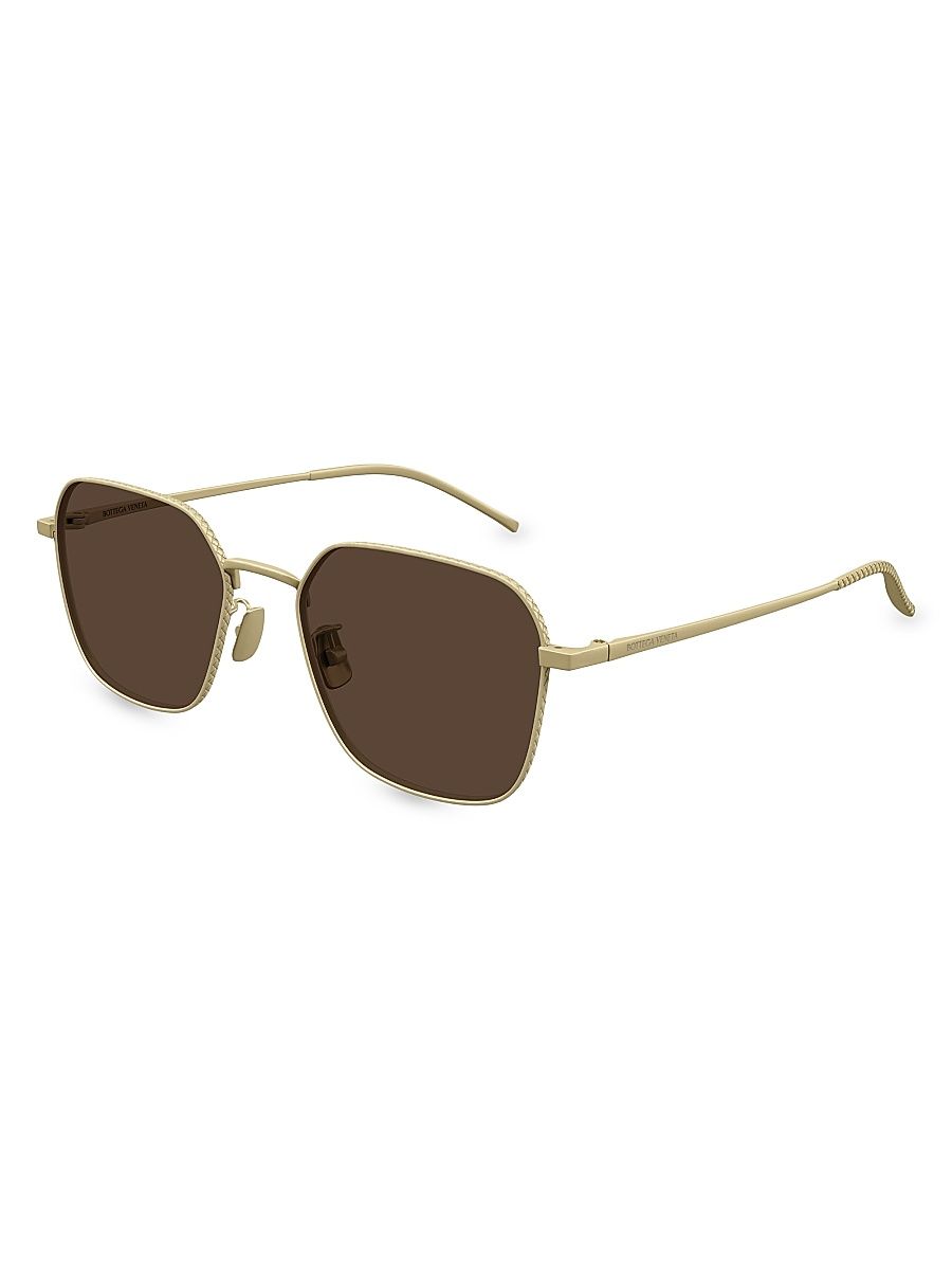 Men's Engraved Titanium Intrecciato 55MM Square Sunglasses - Bronze Brown