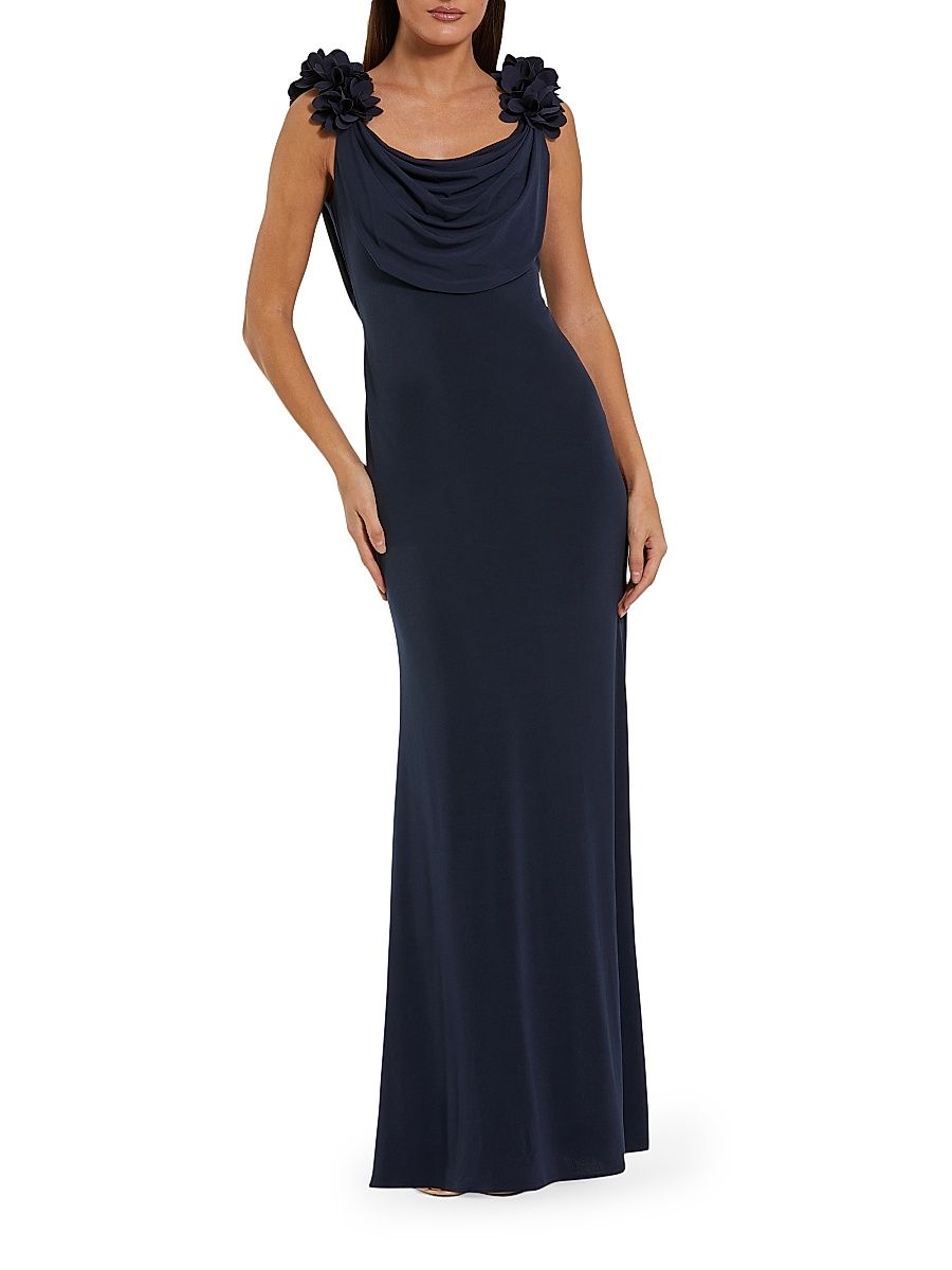 Women's Ieena Jersey Cowlneck Gown - Midnight - Size Large