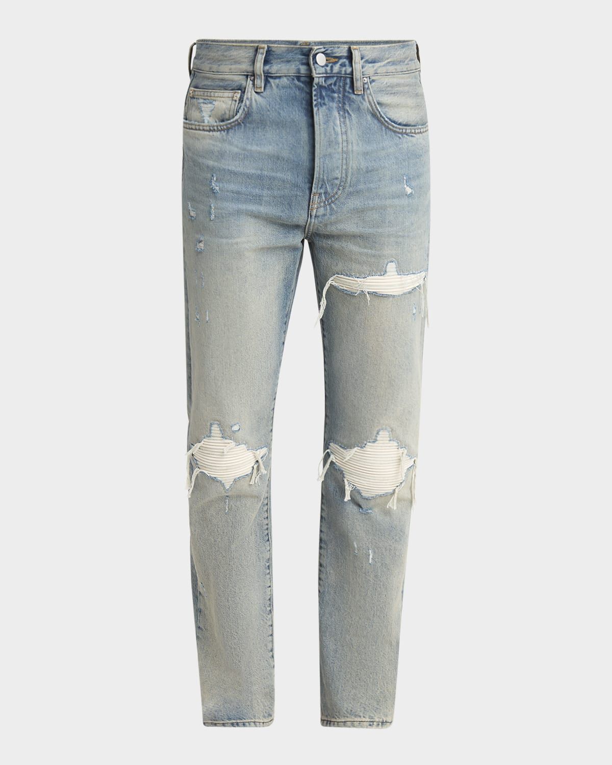 Men & apos;s MX1 Distressed Jeans with Pleated Suede