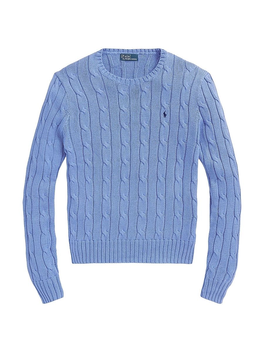 Women's Julianna Cable-Knit Cotton Crewneck Sweater - Litchfield Blue - Size XS