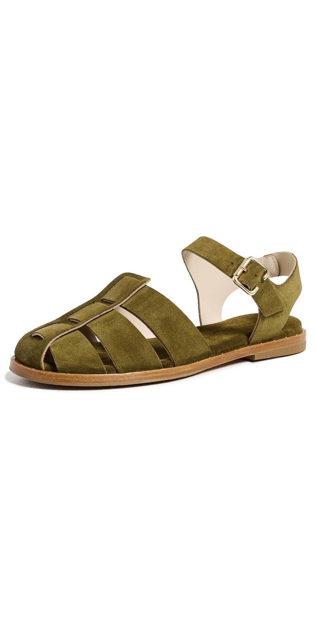 Freda Salvador Sera Sandals Olive Suede 5.5
