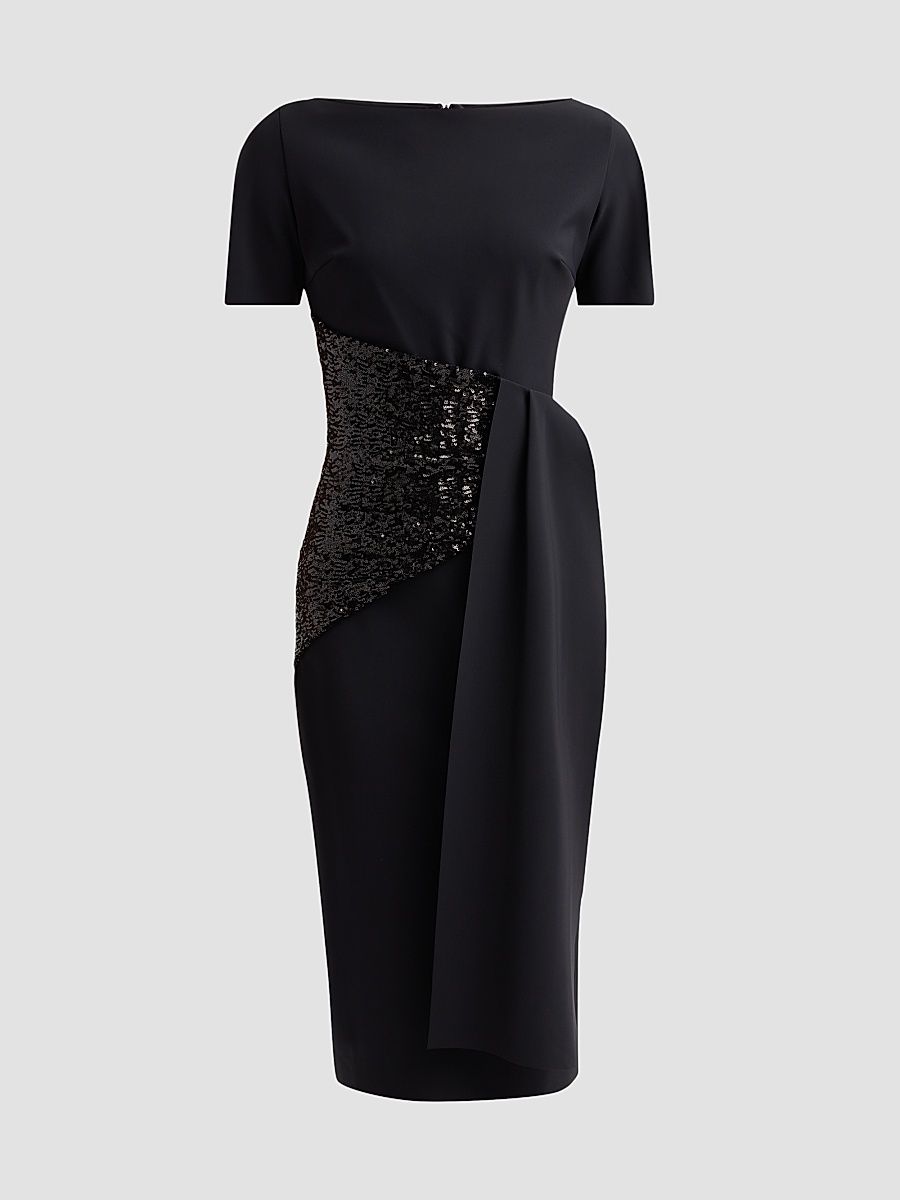 Women's Sedva Sequin-Embellished Sheath Midi Dress - Black - Size 16