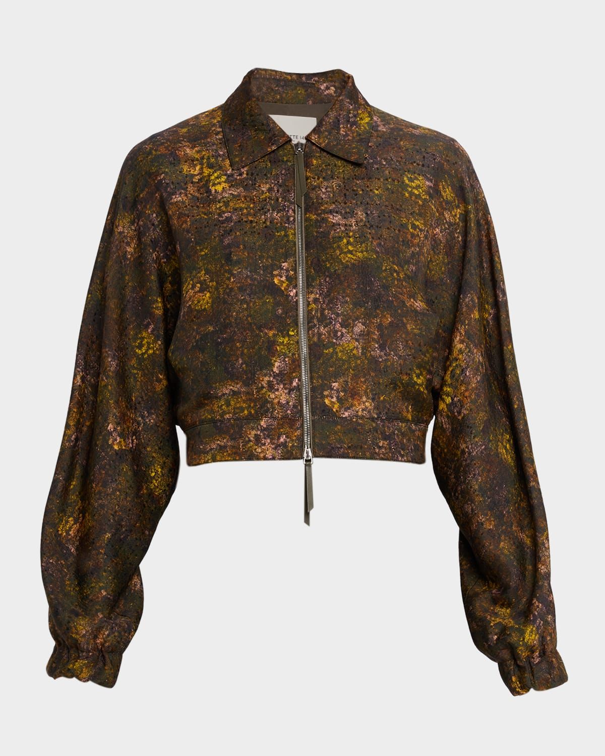 Impression Silk-Wool Jacquard Bomber Jacket