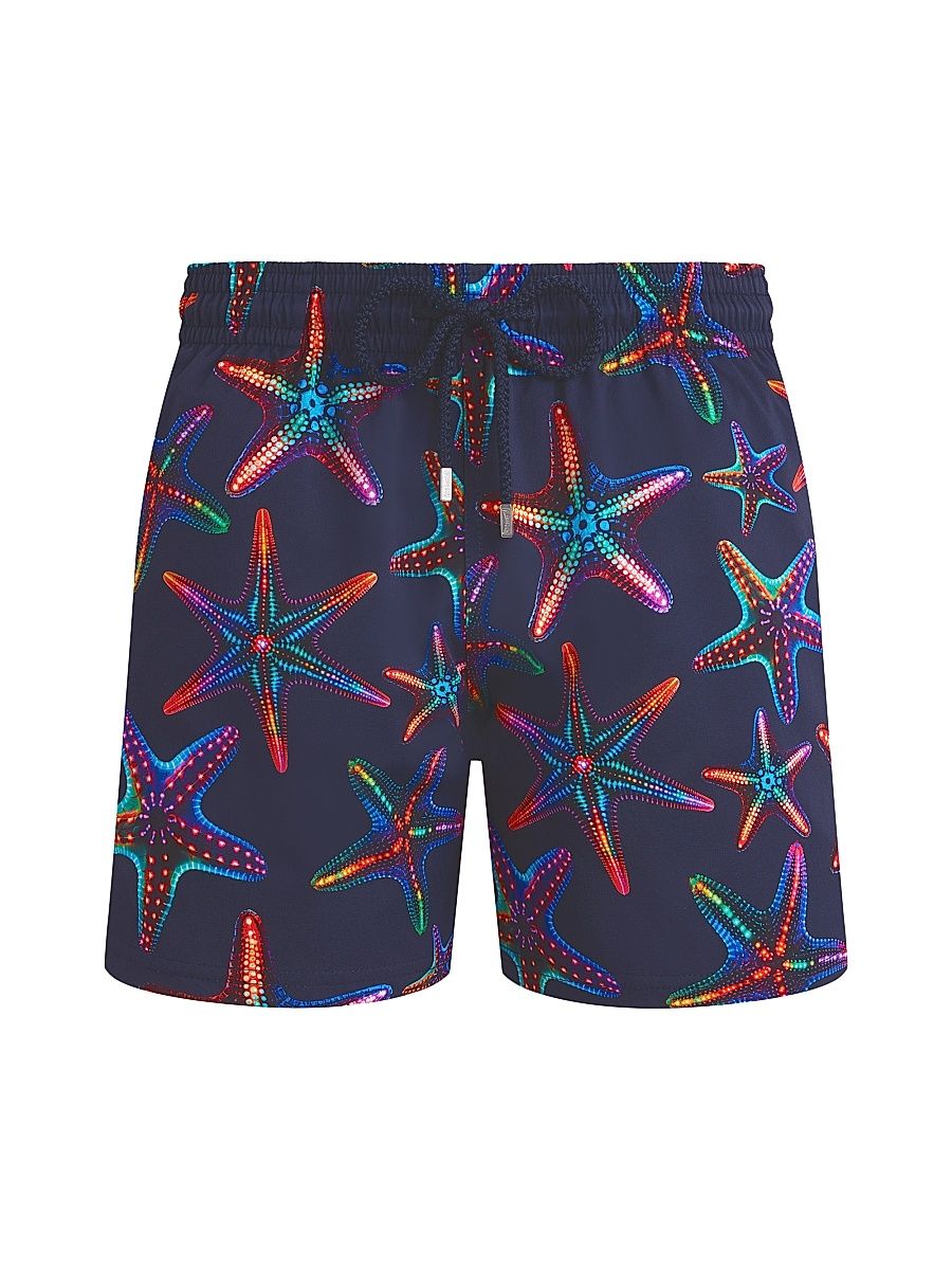Men's Disco Stars Stretch Swim Shorts - Bleu Marine - Size Medium