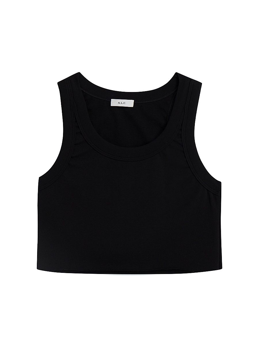Women's Halsey Cotton Racerback Crop Tank - Black - Size XL