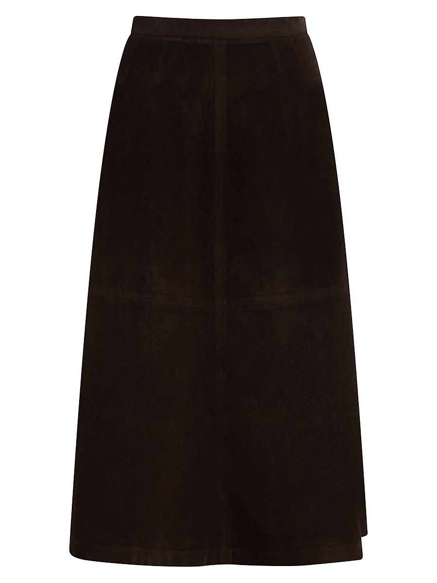 Women's The Tavi Vegan Suede Midi-Skirt - Dark Chocolate - Size 8