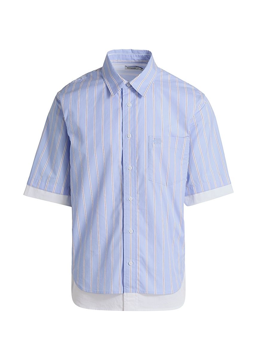 Men's Steven Double-Layer Shirt - Bluebell Stripe - Size XXL
