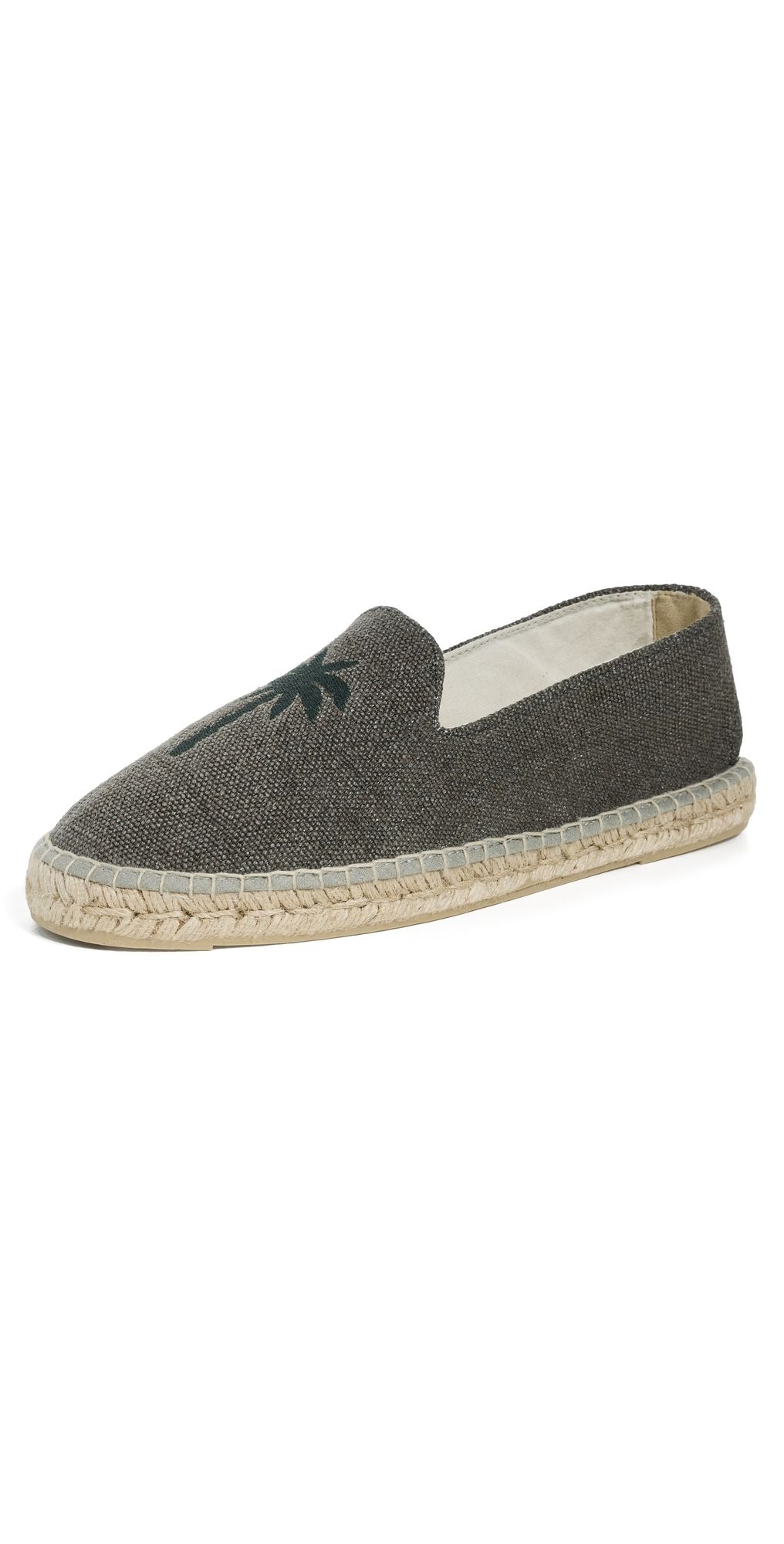 Manebi Embroidered Hemp Classic Espadrilles Military Green/Palm On Tone 42