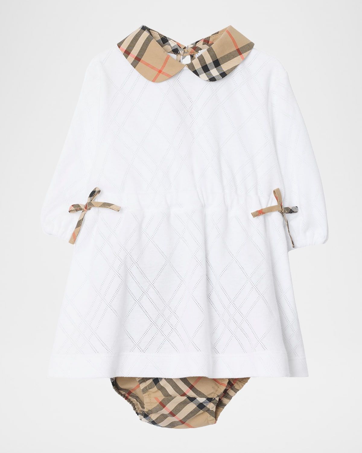 Girl & apos;s Check Cotton Dress with Bloomers, Size 1M-18M