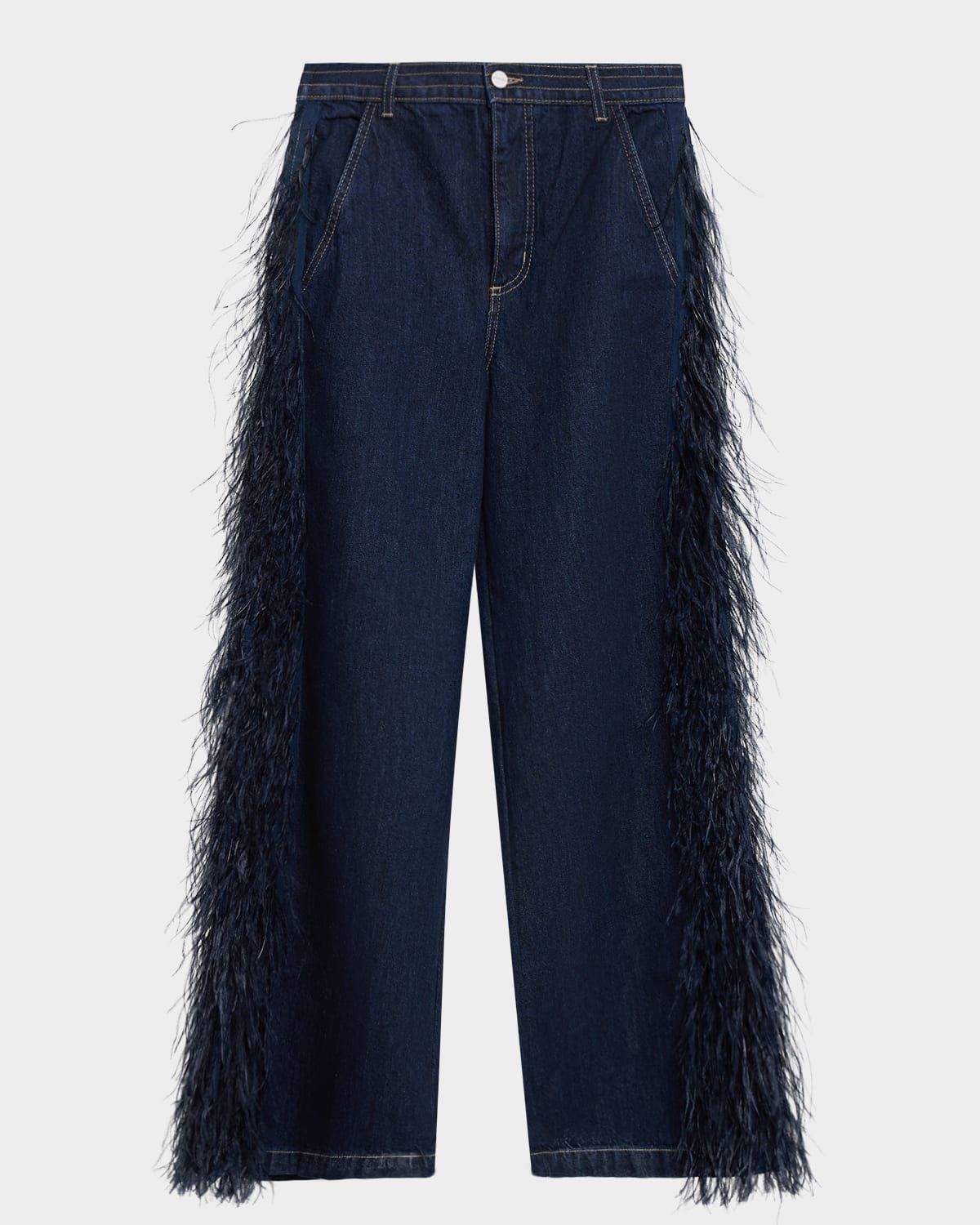 Mott St Jeans with Feathers in Heavy Denim