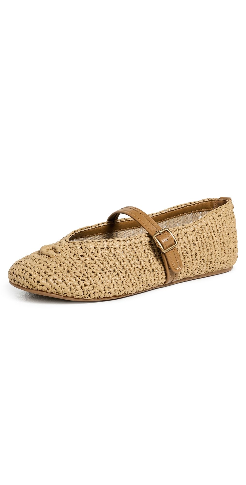 Coach Sculpted C Soft Mary Jane Flats Natural Raffia 11