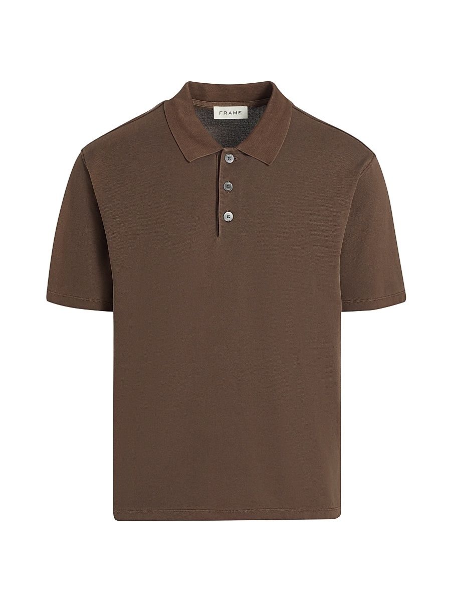 Men's Washed Light Pique Polo Shirt - Antique Cafe - Size XXL