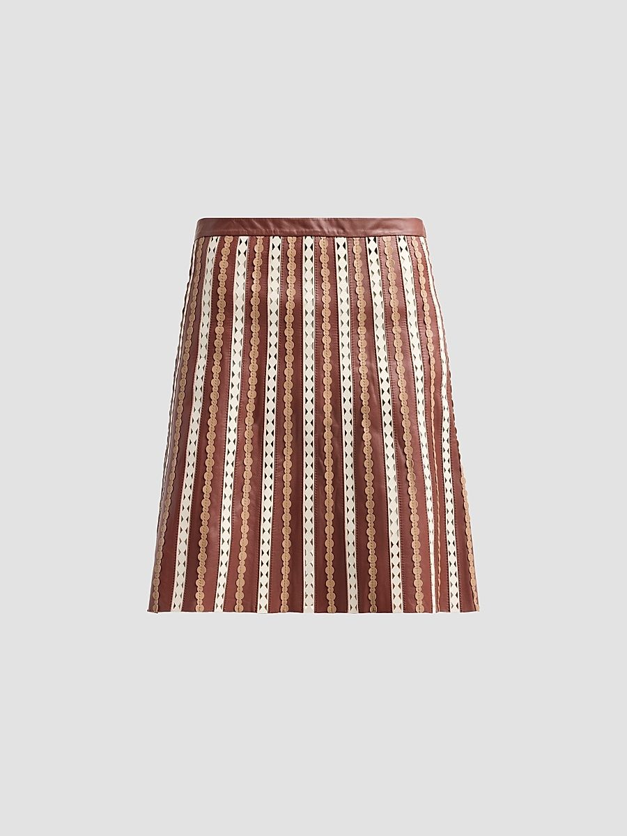 Women's Perforated Leather Knee-Length Skirt - Petra - Size 12