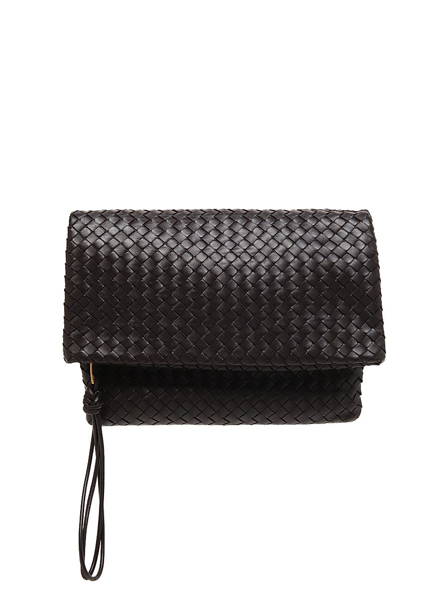 Women's Giornale Intrecciato Leather Pouch - Alabaster Brass