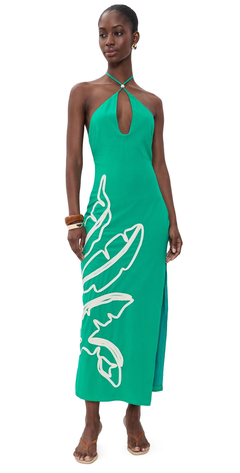 Seven Wonders Brontie Halter Midi Dress Green L