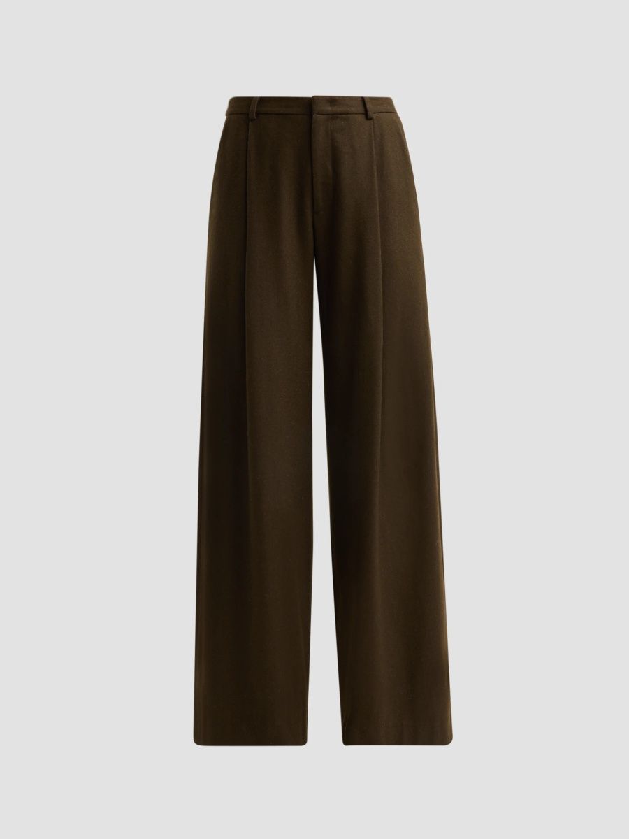 Vince Women's Camille Wool-Blend High-Rise Wide-Leg Trousers - Pinewood - Size 8