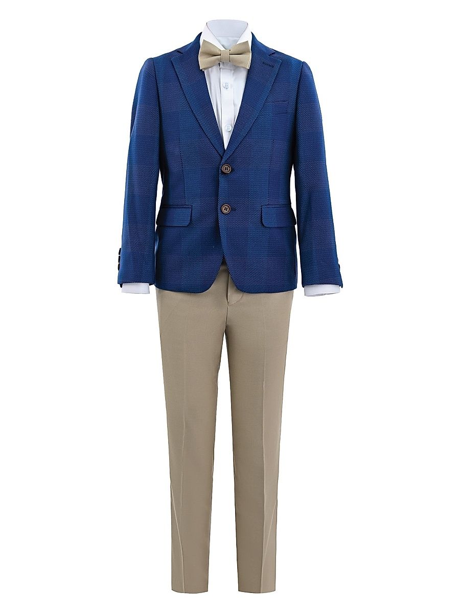 Little Boy's & Boy's Check Blazer Suit Set - Blue - Size 16