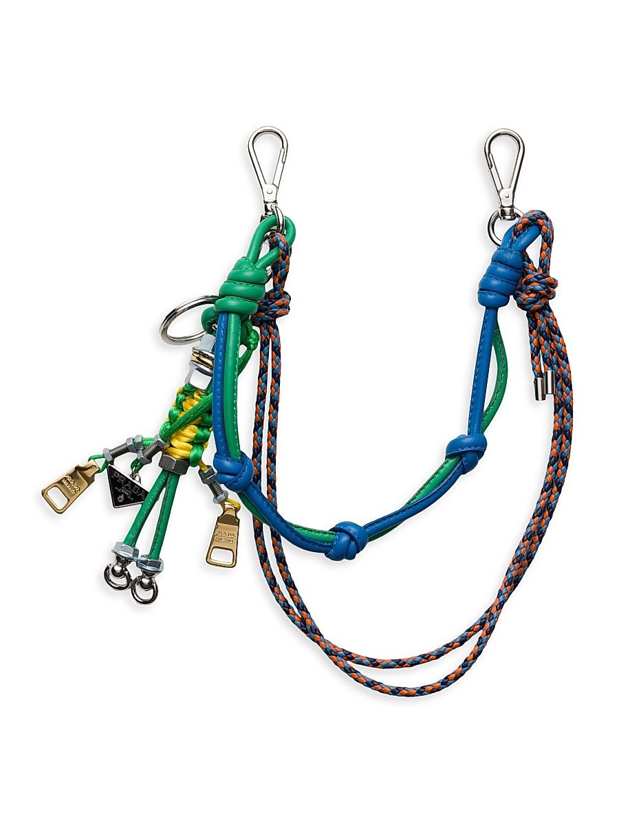 Men's Pop Strings Nappa Leather and Metal Bag Charm - Green