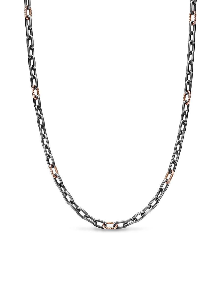 Men's DY Madison Chain Necklace in Grey Titanium - Rose Gold - Size 22