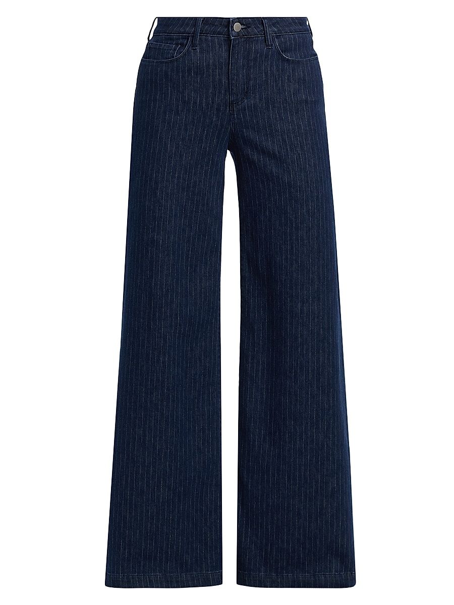Women's Quincy High-Rise Wide-Leg Jeans - Ebony Stripe - Size 30