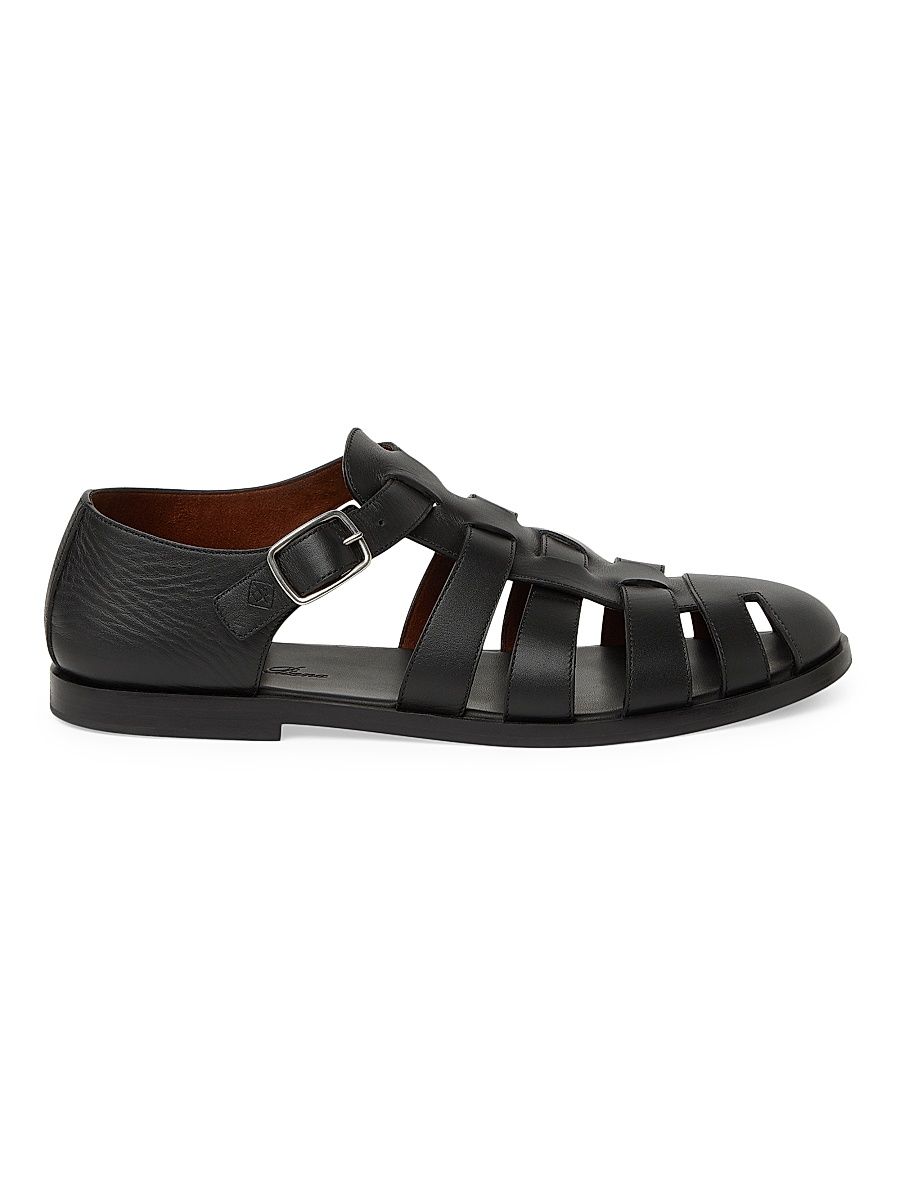 Men's Maxime Walk Leather Sandals - Black - Size 10.5