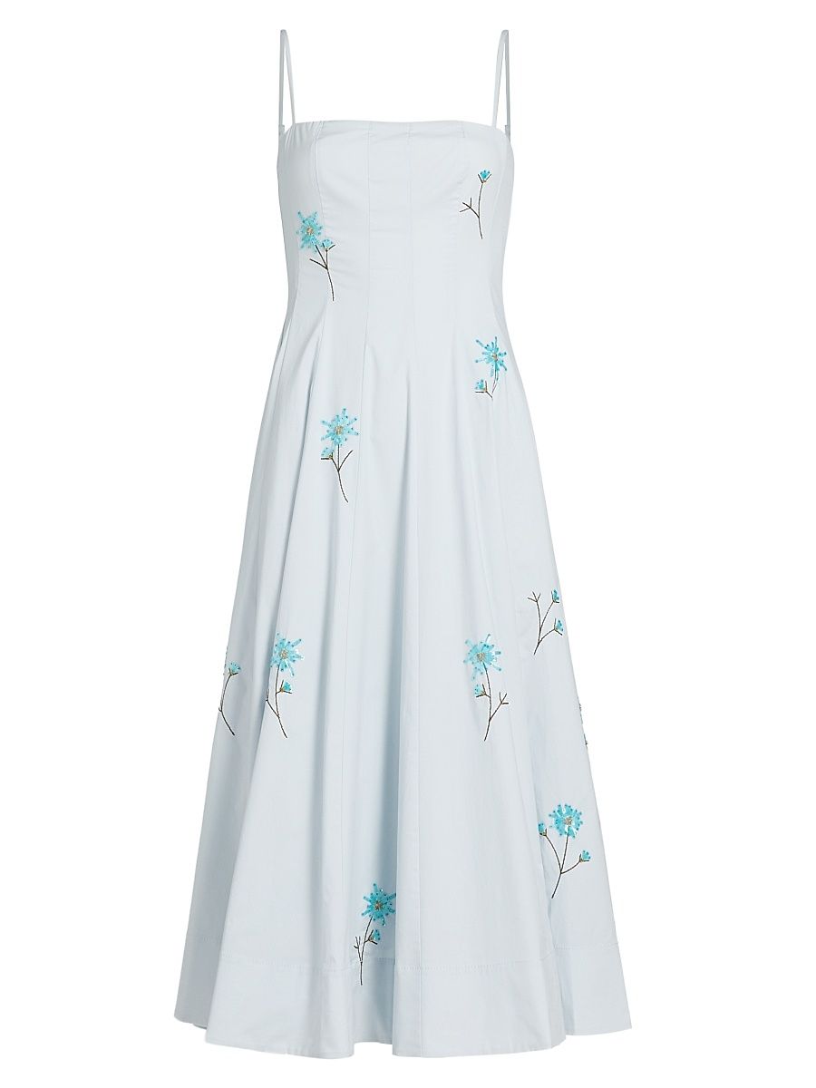 Women's Wylie Embellished Poplin Midi-Dress - Dandelion Sky - Size 10