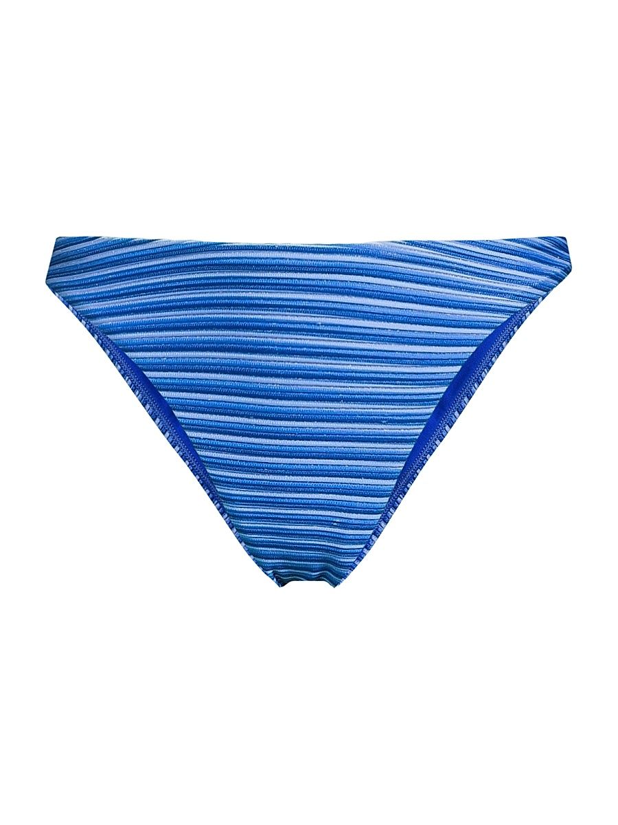Women's Margot Striped Bikini Bottom - Blue Multi - Size Large
